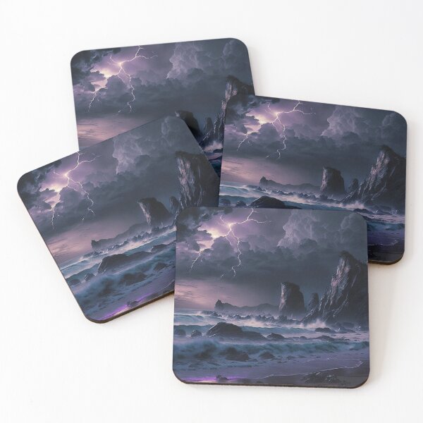 Item preview, Ominous Storm & Lightning Rolling in from the Ocean in Hues of Purple designed and sold by Dragonstrom.