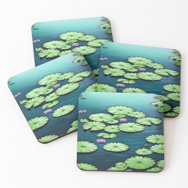 Item preview, Cartoon Water Lilies for July designed and sold by FamiliarPufferfish.