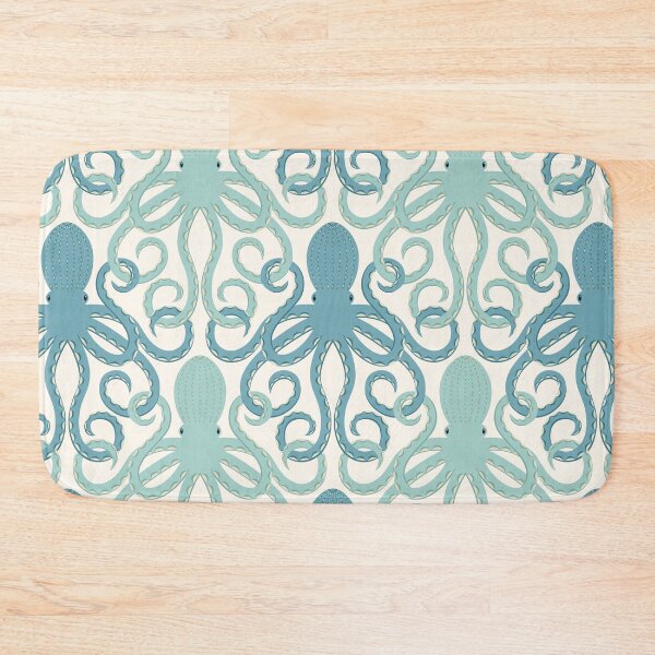 Item preview, Bath time with interlocking Octopuses in sea green and blue  designed and sold by Portia Monberg.