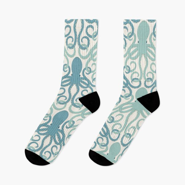 Item preview, Bath time with interlocking Octopuses in sea green and blue  designed and sold by Portia Monberg.