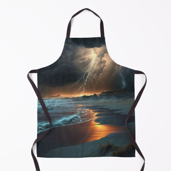 Item preview, Foreboding Storm & Lightning Rolling in from the Ocean in Hues of Turquoise & Orange designed and sold by Dragonstrom.