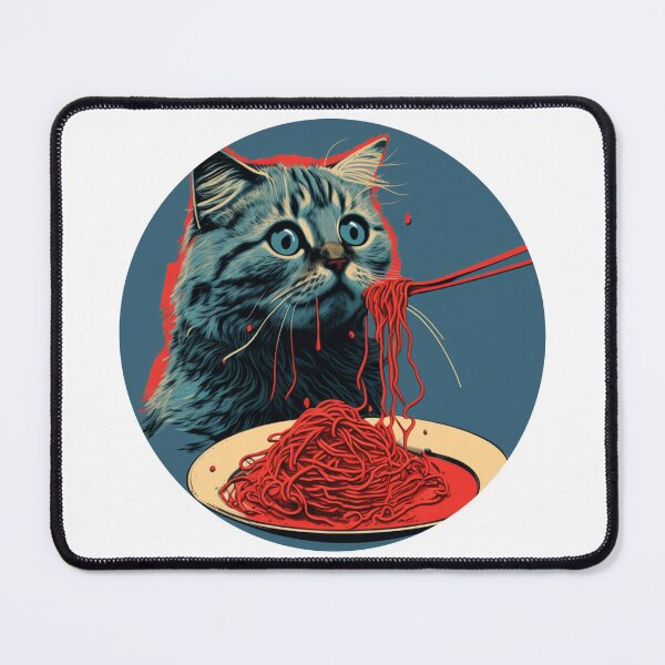 Item preview, cat eating spaghetti designed and sold by okamitouch.
