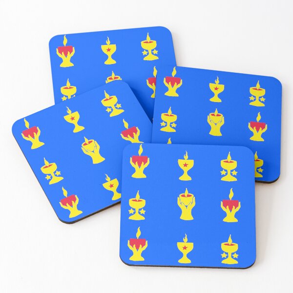 Item preview, Four Flaming Chalices on Cobalt Blue designed and sold by ingridthecrafty.