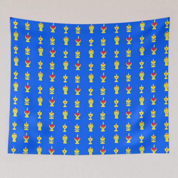 Item preview, Four Flaming Chalices on Cobalt Blue designed and sold by ingridthecrafty.
