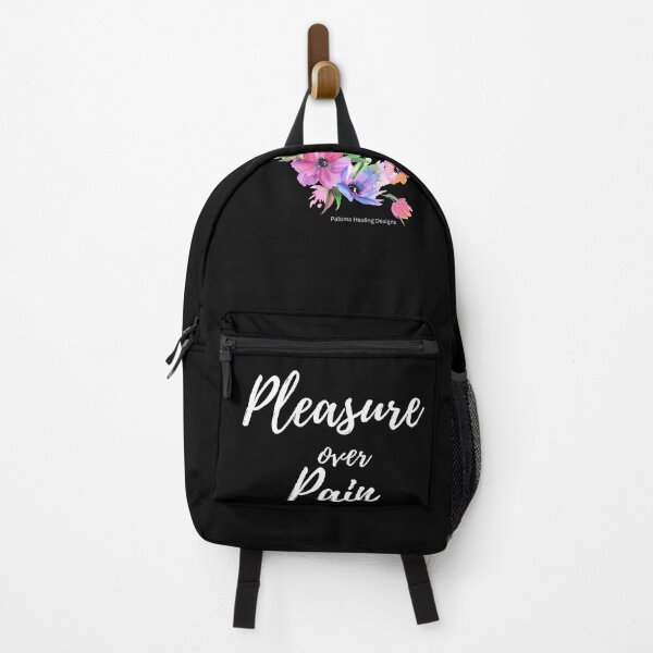 Item preview, Pleasure over Pain slogan, flower bunch, black background designed and sold by PalomaHealing24.
