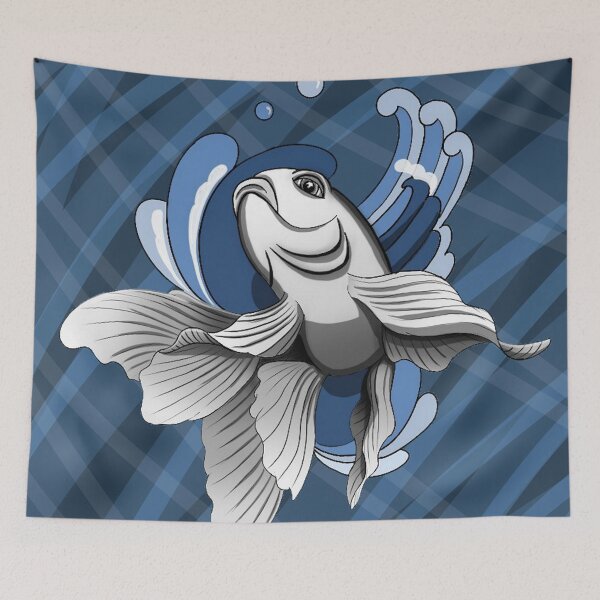 Item preview, Japanese wave fish designed and sold by Mario-InkArt.