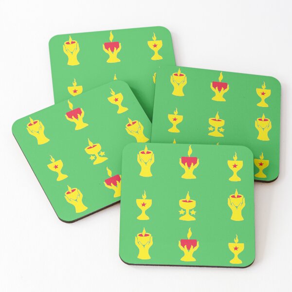 Item preview, Four Flaming Chalices on Grass Green designed and sold by ingridthecrafty.
