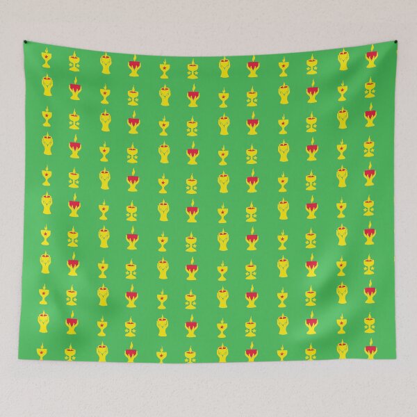 Item preview, Four Flaming Chalices on Grass Green designed and sold by ingridthecrafty.