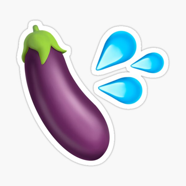 Eggplant And Drops Emoji Sticker For Sale By Pinkshinyart Redbubble