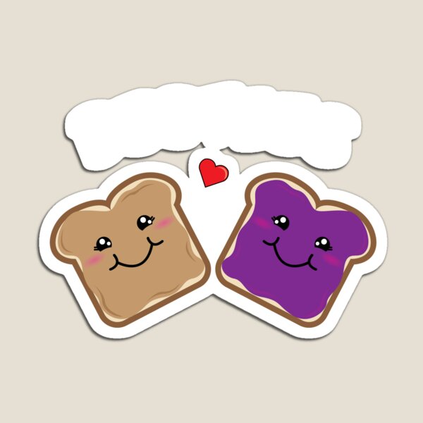 Peanut Butter and Jelly Best Friends Cartoon Food Magnet