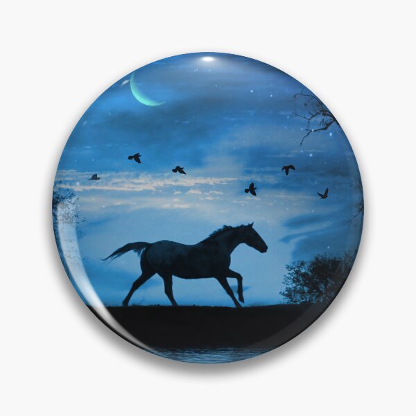 Item preview, Galloping Horse in the Moonlight with Crescent Moon Surreal  designed and sold by Stephanie Laird.