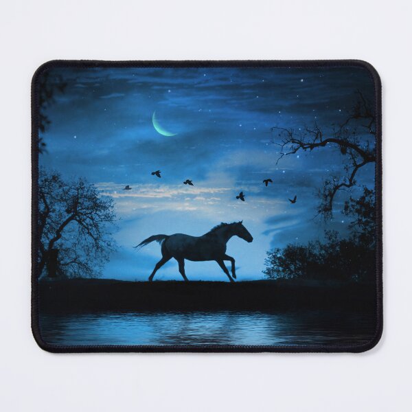 Item preview, Galloping Horse in the Moonlight with Crescent Moon Surreal  designed and sold by Stephanie Laird.