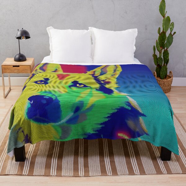 Artikelvorschau, Colorful Abstract German Shepherd 8-bit Pixel Art entworfen und verkauft von PixelDripped.