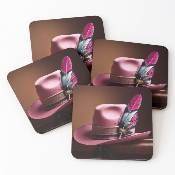 Item preview, Pink felt cowgirl hat with feather designed and sold by Neonmountain.