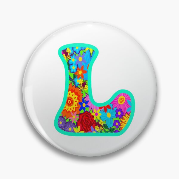 Item preview, Turquoise Floral Alphabet Letter L – Colorful Boho Psychedelic Flower Typography Art designed and sold by Vividality.