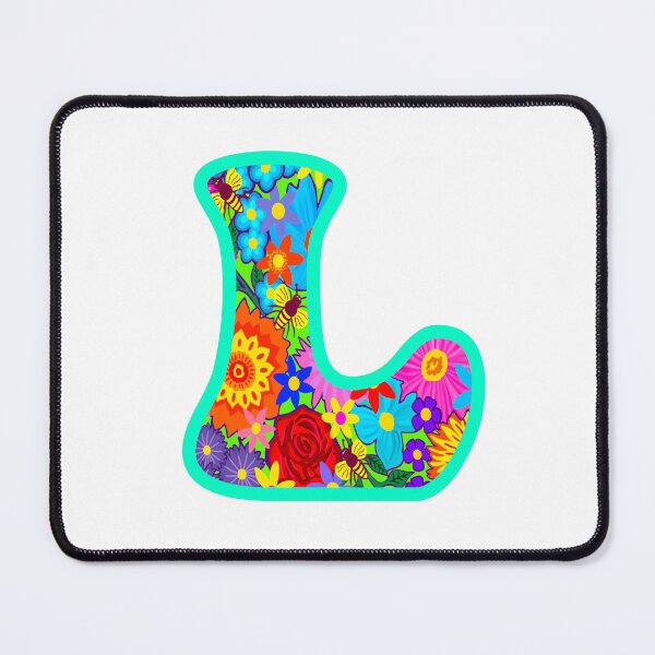 Item preview, Turquoise Floral Alphabet Letter L – Colorful Boho Psychedelic Flower Typography Art designed and sold by Vividality.