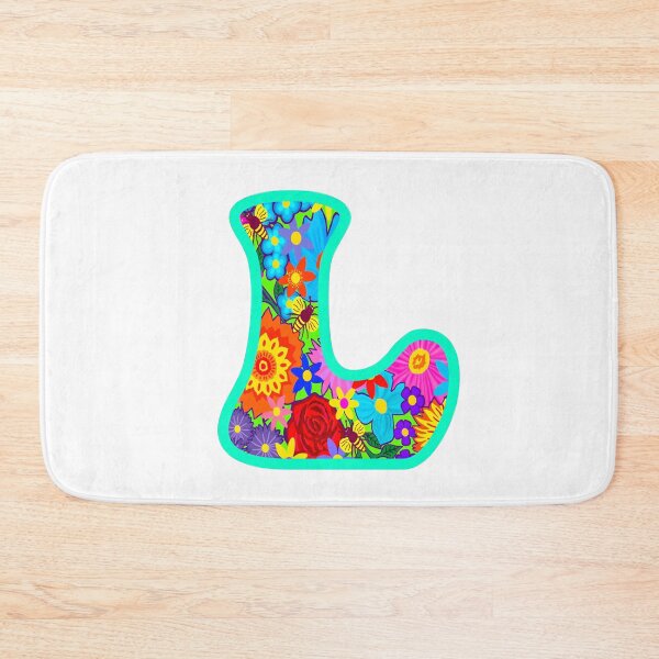 Item preview, Turquoise Floral Alphabet Letter L – Colorful Boho Psychedelic Flower Typography Art designed and sold by Vividality.