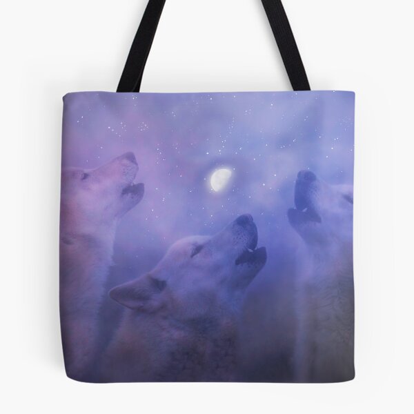 Item preview, Wolf Wolves Howling at the Moon Surreal Southwestern Mystical Magical designed and sold by Stephanie Laird.