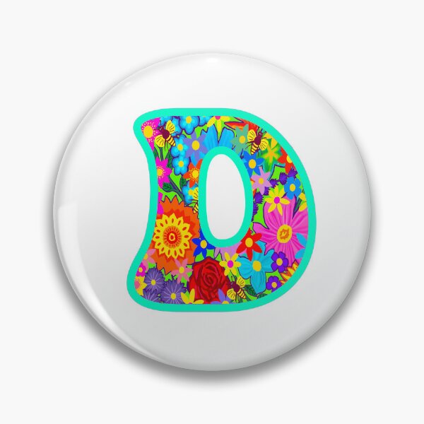 Item preview, Turquoise Floral Alphabet Letter D – Colorful Boho Psychedelic Flower Typography Art designed and sold by Vividality.