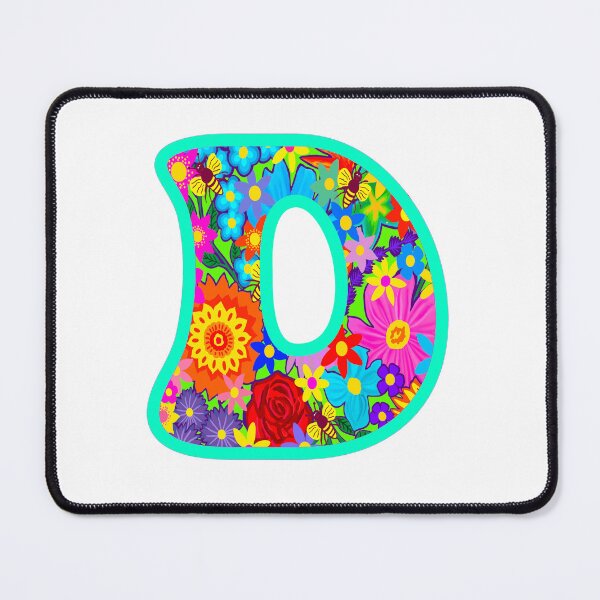 Item preview, Turquoise Floral Alphabet Letter D – Colorful Boho Psychedelic Flower Typography Art designed and sold by Vividality.