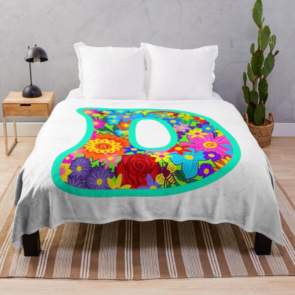Item preview, Turquoise Floral Alphabet Letter D – Colorful Boho Psychedelic Flower Typography Art designed and sold by Vividality.