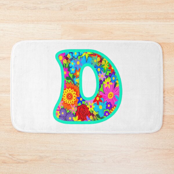 Item preview, Turquoise Floral Alphabet Letter D – Colorful Boho Psychedelic Flower Typography Art designed and sold by Vividality.