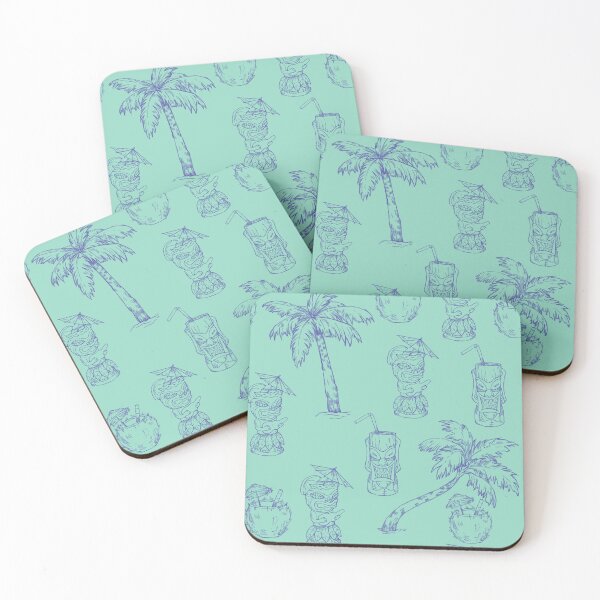 Item preview, Cócteles Tiki en verde azulado/violeta designed and sold by subject-kf.