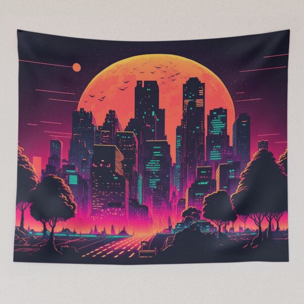 Item preview, Synthwave Neon City By Night designed and sold by Nightarcade.