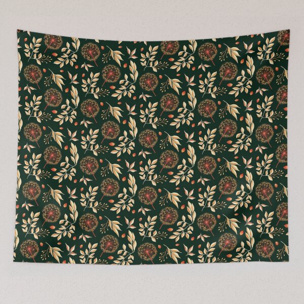 Aperçu de l'œuvre Shimmering Dandelion - Dark Green créée et vendue par JaselviiStudio.