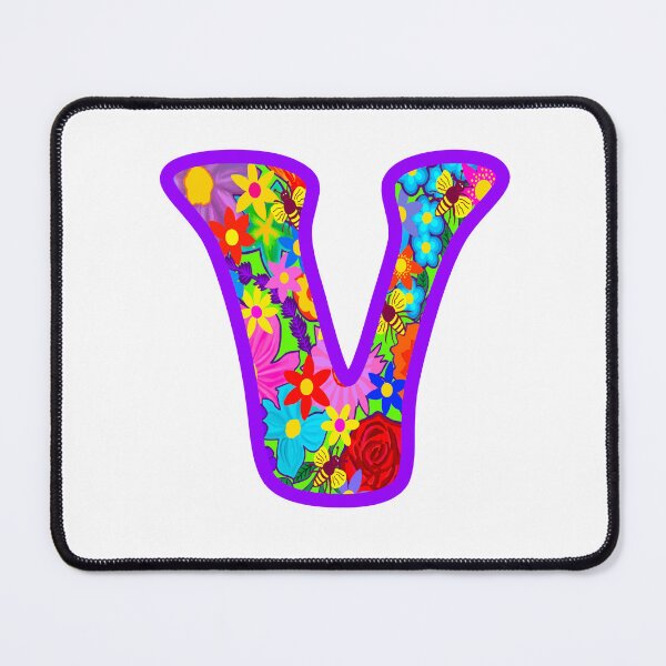 Item preview, Purple Purple Floral Alphabet Letter V – Colorful Boho Psychedelic Flower Typography Art designed and sold by Vividality.