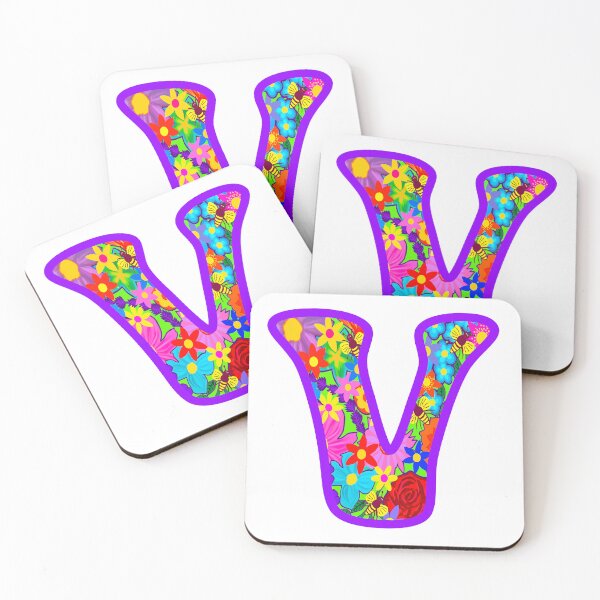Item preview, Purple Purple Floral Alphabet Letter V – Colorful Boho Psychedelic Flower Typography Art designed and sold by Vividality.