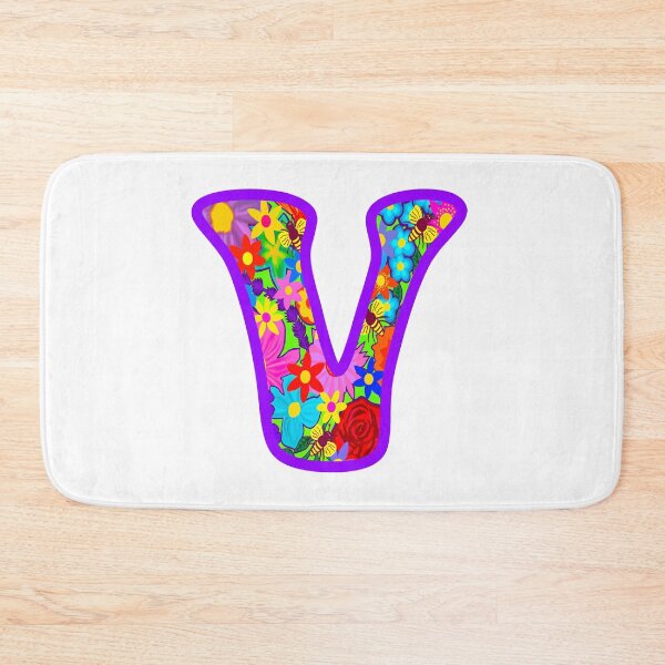 Item preview, Purple Purple Floral Alphabet Letter V – Colorful Boho Psychedelic Flower Typography Art designed and sold by Vividality.