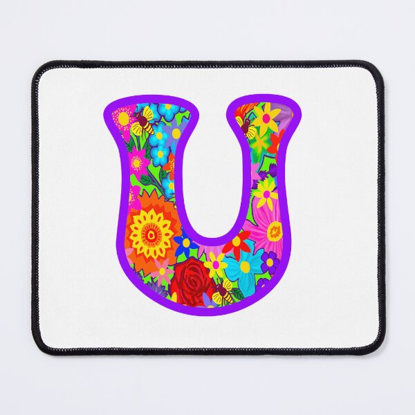Item preview, Purple Purple Floral Alphabet Letter U – Colorful Boho Psychedelic Flower Typography Art designed and sold by Vividality.
