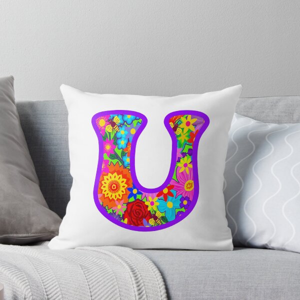 Item preview, Purple Purple Floral Alphabet Letter U – Colorful Boho Psychedelic Flower Typography Art designed and sold by Vividality.