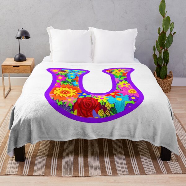 Item preview, Purple Purple Floral Alphabet Letter U – Colorful Boho Psychedelic Flower Typography Art designed and sold by Vividality.