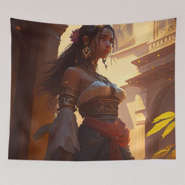 Item preview, Traversing Time: A Beautiful Girl in Traditional Garb Amidst Majestic Architecture designed and sold by oanaunciuleanu.