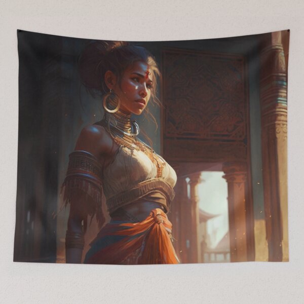 Item preview, Traversing Time: A Beautiful Girl in Traditional Garb Amidst Majestic Architecture designed and sold by oanaunciuleanu.