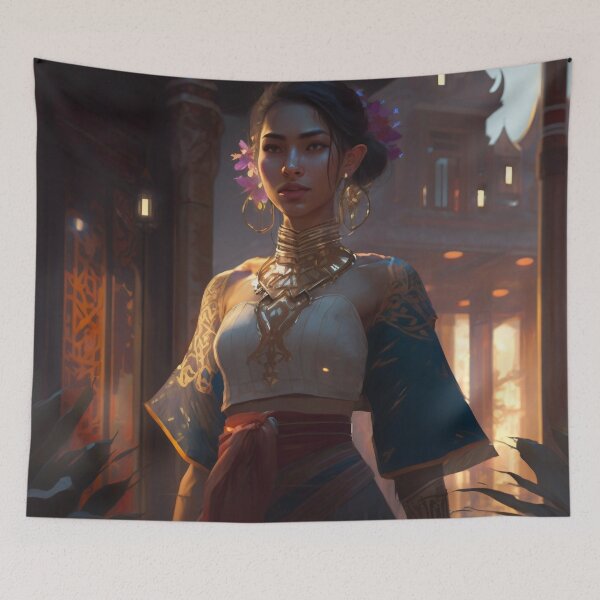Item preview, Traversing Time: A Beautiful Girl in Traditional Garb Amidst Majestic Architecture designed and sold by oanaunciuleanu.