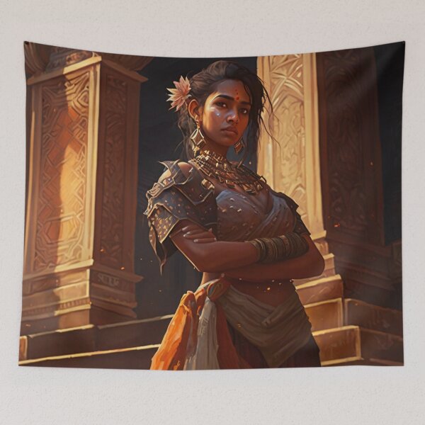 Item preview, Traversing Time: A Beautiful Girl in Traditional Garb Amidst Majestic Architecture designed and sold by oanaunciuleanu.