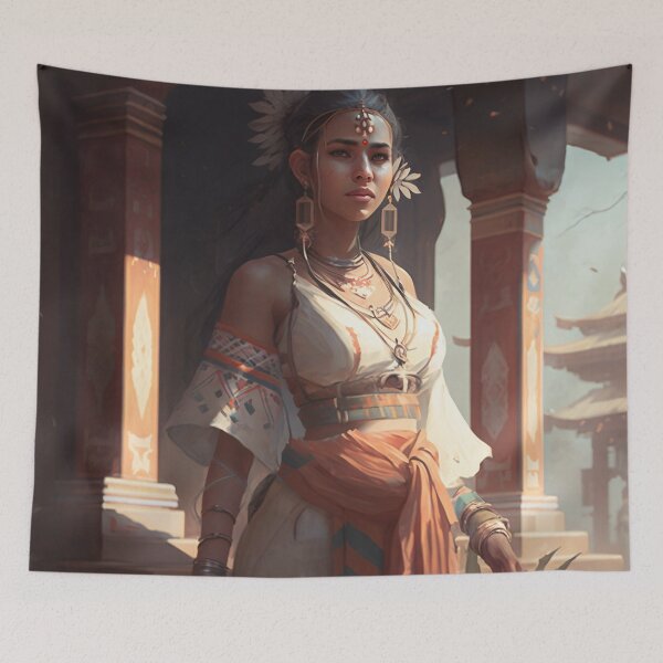 Item preview, Traversing Time: A Beautiful Girl in Traditional Garb Amidst Majestic Architecture designed and sold by oanaunciuleanu.