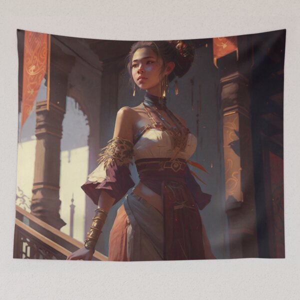 Item preview, Traversing Time: A Beautiful Girl in Traditional Garb Amidst Majestic Architecture designed and sold by oanaunciuleanu.