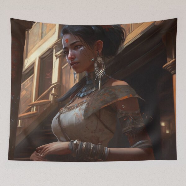 Item preview, Traversing Time: A Beautiful Girl in Traditional Garb Amidst Majestic Architecture designed and sold by oanaunciuleanu.