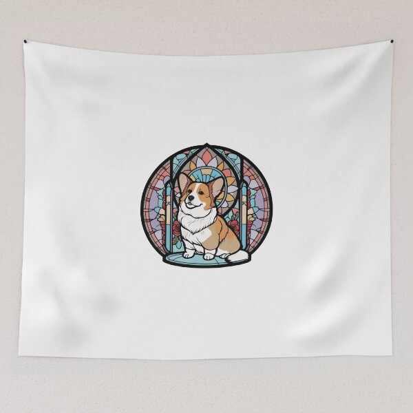Item preview, Patron Saint of Corgi Dogs Stained Glass Sticker designed and sold by Kplayzz2009.