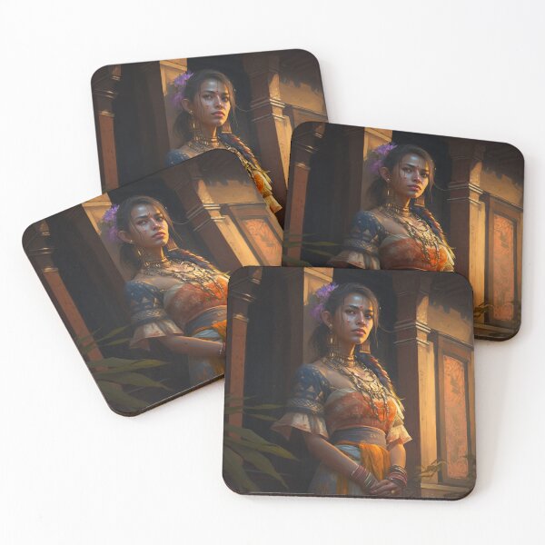 Item preview, Traversing Time: A Beautiful Girl in Traditional Garb Amidst Majestic Architecture designed and sold by oanaunciuleanu.