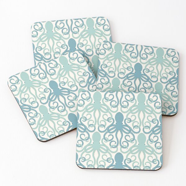 Item preview, Bath time with interlocking Octopuses in sea green and blue  designed and sold by Portia Monberg.