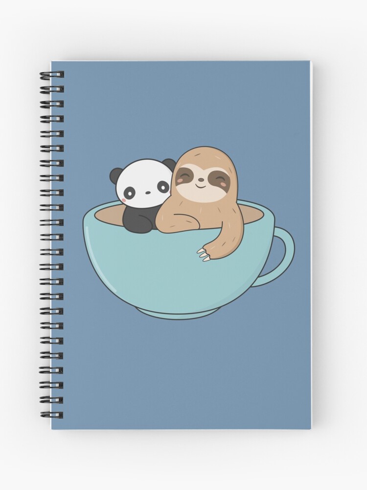 Kawaii Cute Sloth and Panda  Spiral Notebook for Sale by wordsberry