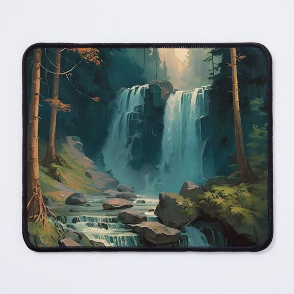 Aperçu de l'œuvre Paysage avec cascade créée et vendue par Waveval.