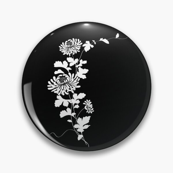 Item preview, A branch of stylized white chrysanthemums. Monochrome. designed and sold by Tasha-design.
