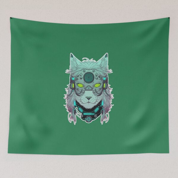 Item preview, Cyberpunk cat - Techno-shaman | "Cybercat Chronicles" collection designed and sold by RESToRAPTOR.