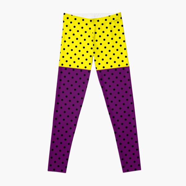 Yellow purple polka dot Leggings for Sale by fuzzyfox